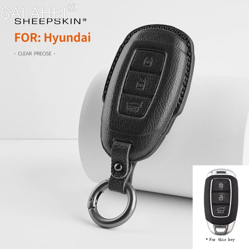 

Goatskin Car Key Case Cover Shell Fob For Hyundai Santa I30 IX35 Encino KONA Solaris Azera Grandeur Elantra Accent Fe Accessory