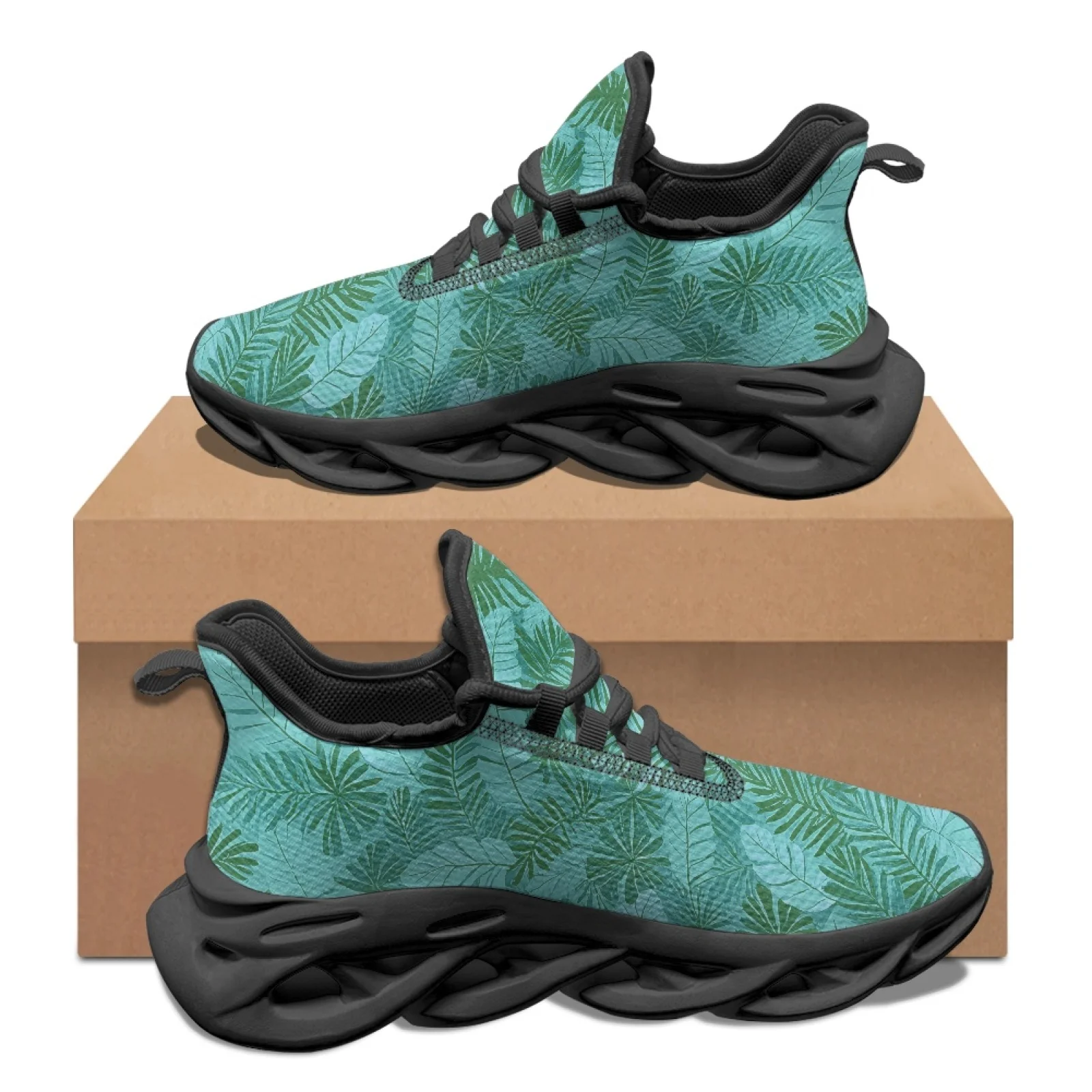 PENSTROLL Tropical Leaf Cushioned Athletic Shoes for Men Mesh & EVA Mesh Sneakers Athletic Sneakers