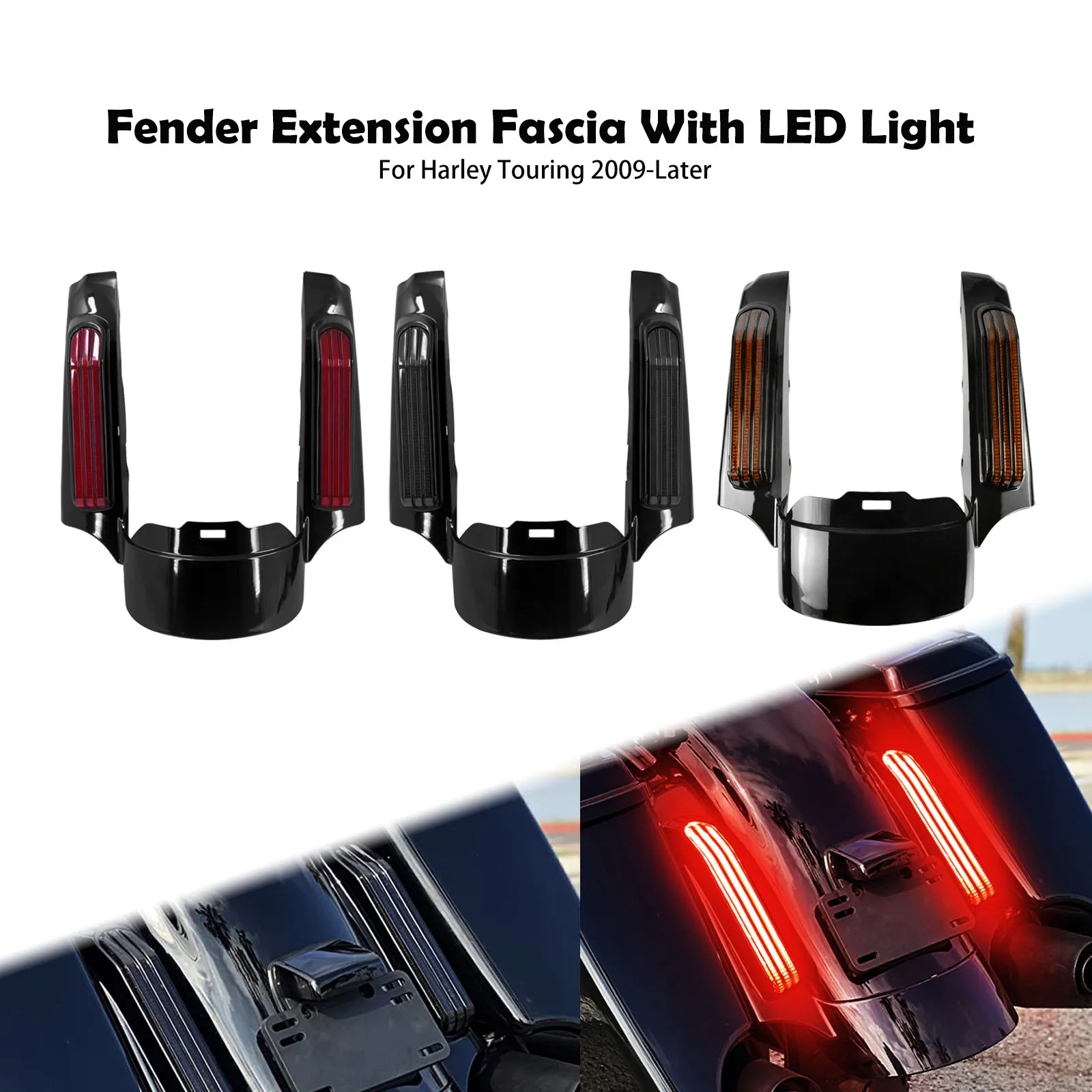 

Motorcycle Rear Fender Extension Fascia With LED Light For Harley Touring Electra Street Glide Road King Limited FLTRX 2009-Up