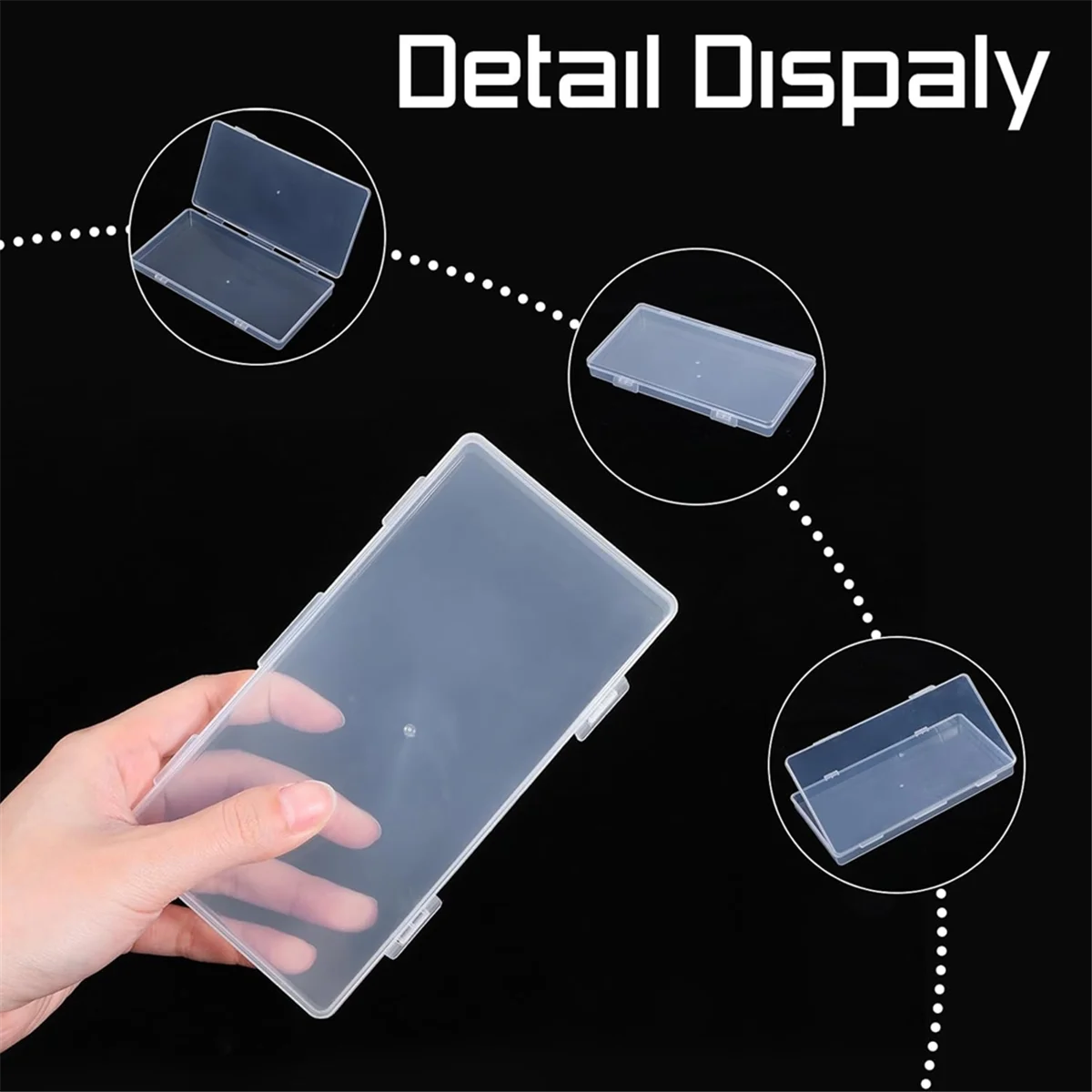 ABGV 3Pack Mini Plastic Clear Storage Containers Box,Small Rectangle Empty Organizer Case with Hinged Lid for Collecting Bead