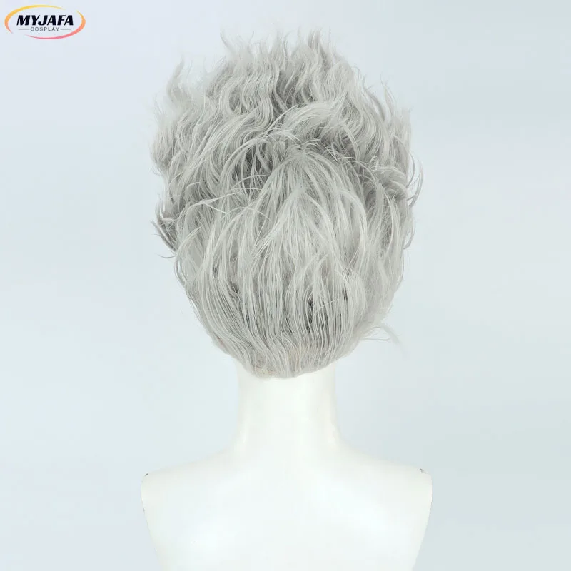 Monkey D Luffy Cosplay Wig Anime Straw Hat Boy Gear 5 Nika Luffy Silver Gray Curly Heat Resistant Synthetic Hair Wigs + WigCap