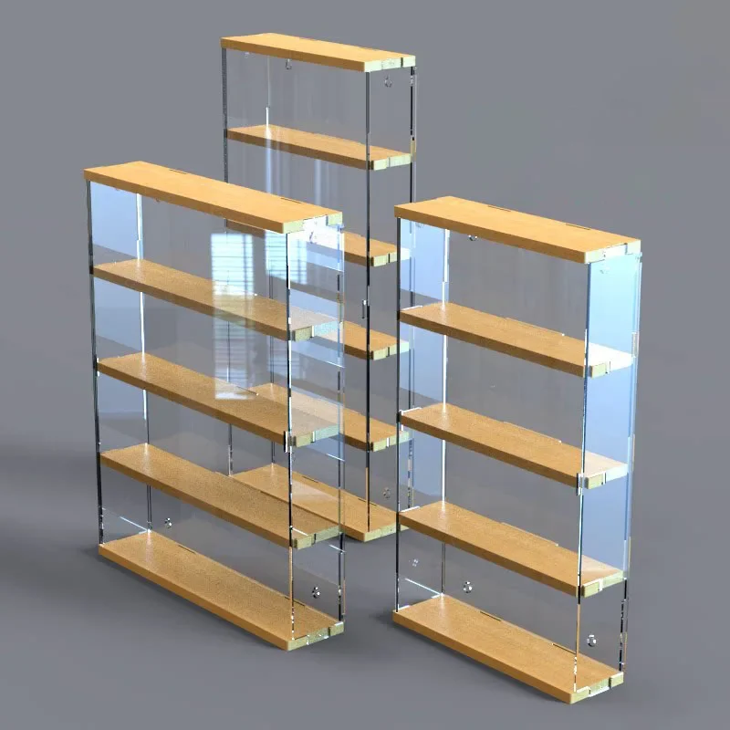 2-4 Layers Action Figure Display Shelf, Acrylic Wall Mounted Display Cabinet With Door for Car Model, Clay Toy Storage Box