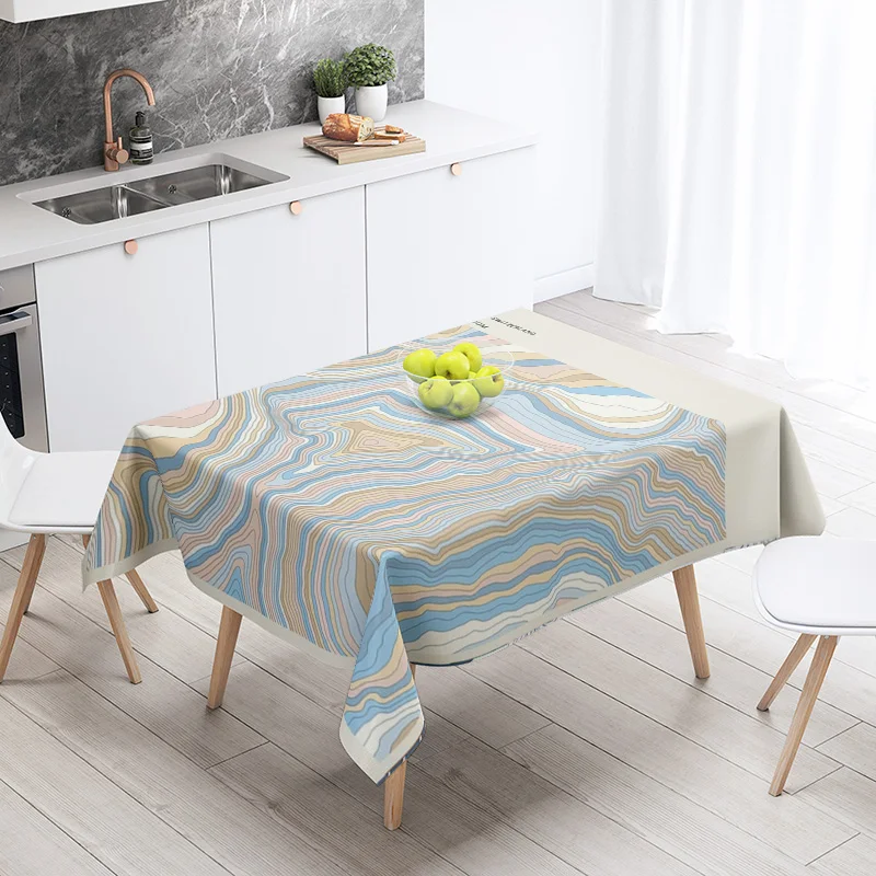 Morandi Ins Style Tablecloth Abstract Art Design 2025 New Geometric Pattern Decorative Tablecloth for Coffee Shop