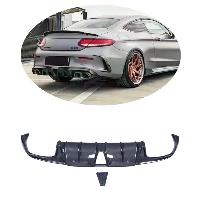 

For Mercedes-Benz W205 C63 C200 C300 Diffuser Carbon Fiber BS Style Diffuser Rear Bumper 2Door