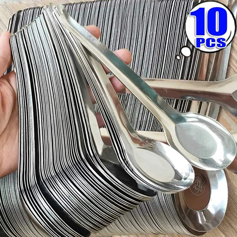 1/10PCS Cucchiai da zuppa in acciaio inossidabile Posate in argento Zuppa di riso Cucchiaio da pranzo Paletta da dessert Utensili da cucina Stoviglie Utensile da cucina