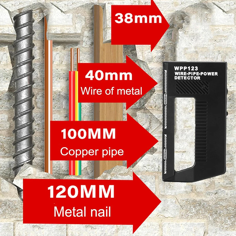 

WPP123 Wall Scanner Metal Detector Pointer AC Wire Metal Detection Metal Detectors High Sensitivity Wire Pipe Power Detector ABS