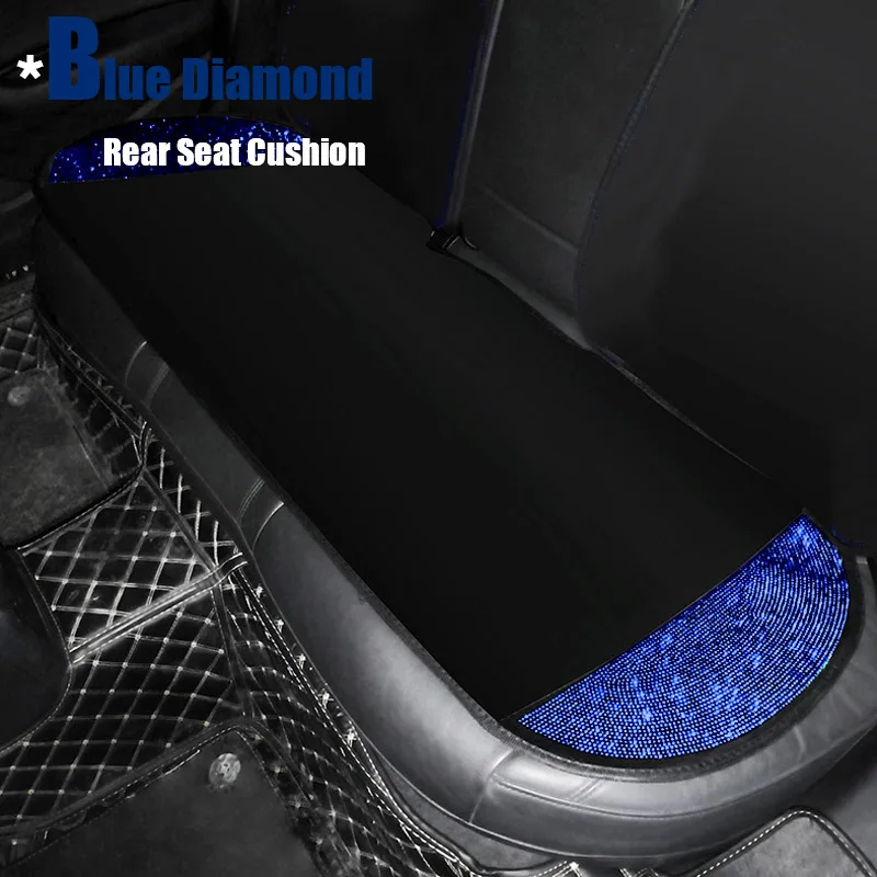 Crystal Blue Diamond Car Seat Covers Cushion Mat Universal Headrest Pads Fit For Women Ladies Girl Gift Auto Interior Accessorie