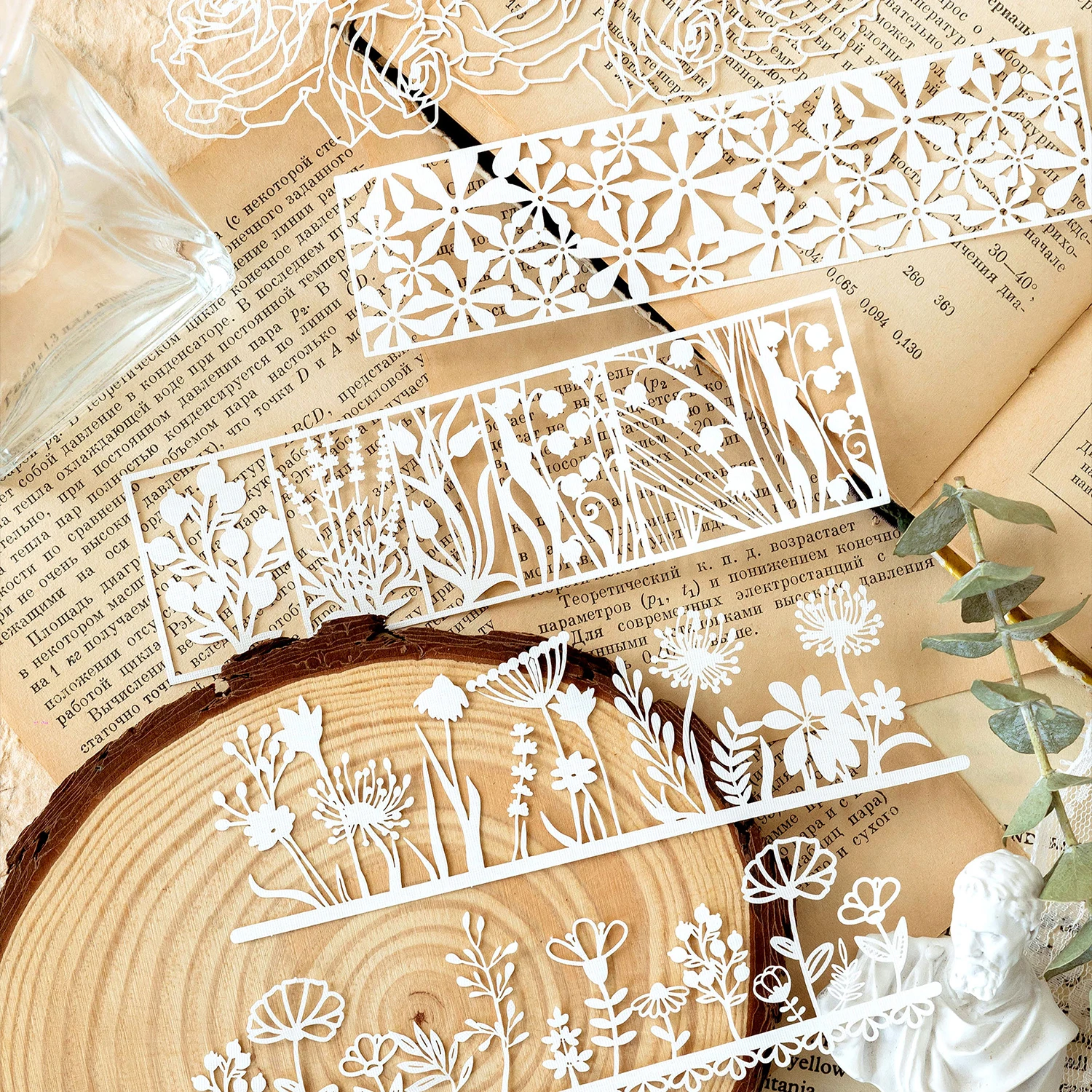 5pcs Diy Scrapbooking paper Long Lace Decoration paper Hollow Card Collage material Decorative scrapbook hand made craft paper