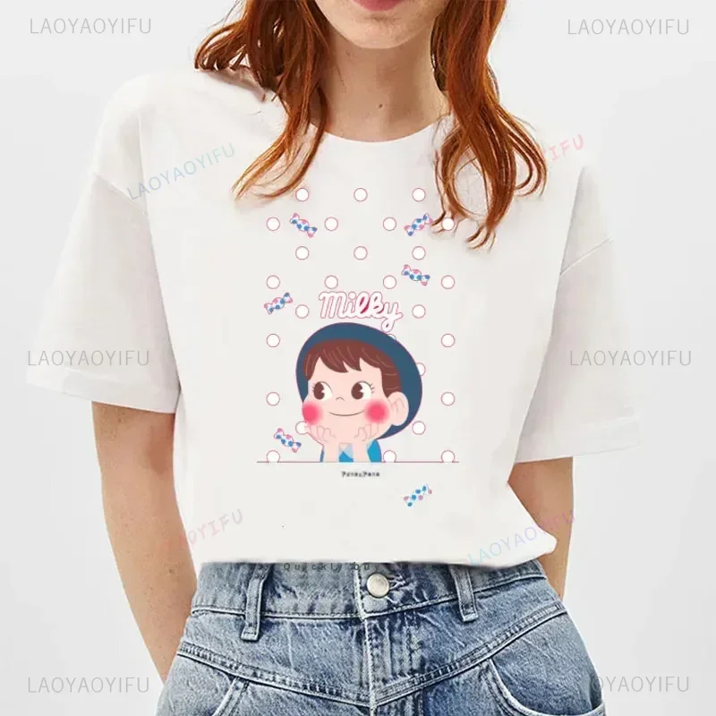 Women's T-shirt Kawaii Y2k Tops Retro Milky Peko-chan Classic 100%Cotton High Quality Graphic T Shirts T-shirts Men's Clothing