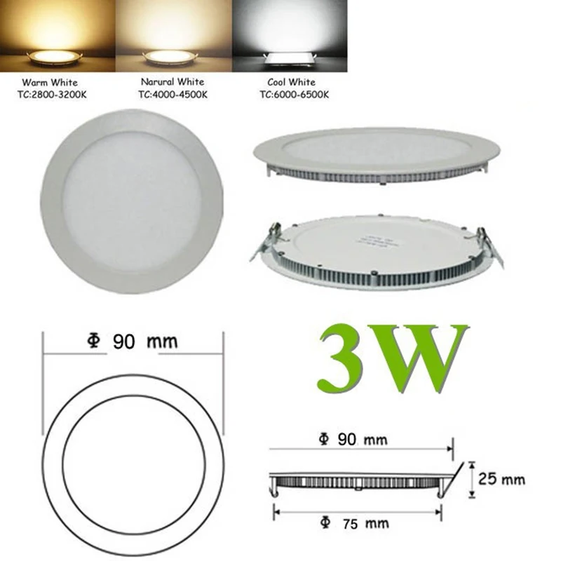 

LED Panel Light 20PCS/Lot AC110/220V Ceiling Light 3W 4W 6w 9W 12w 15W 18w 25W Round Square Aluminum LED Panel Light