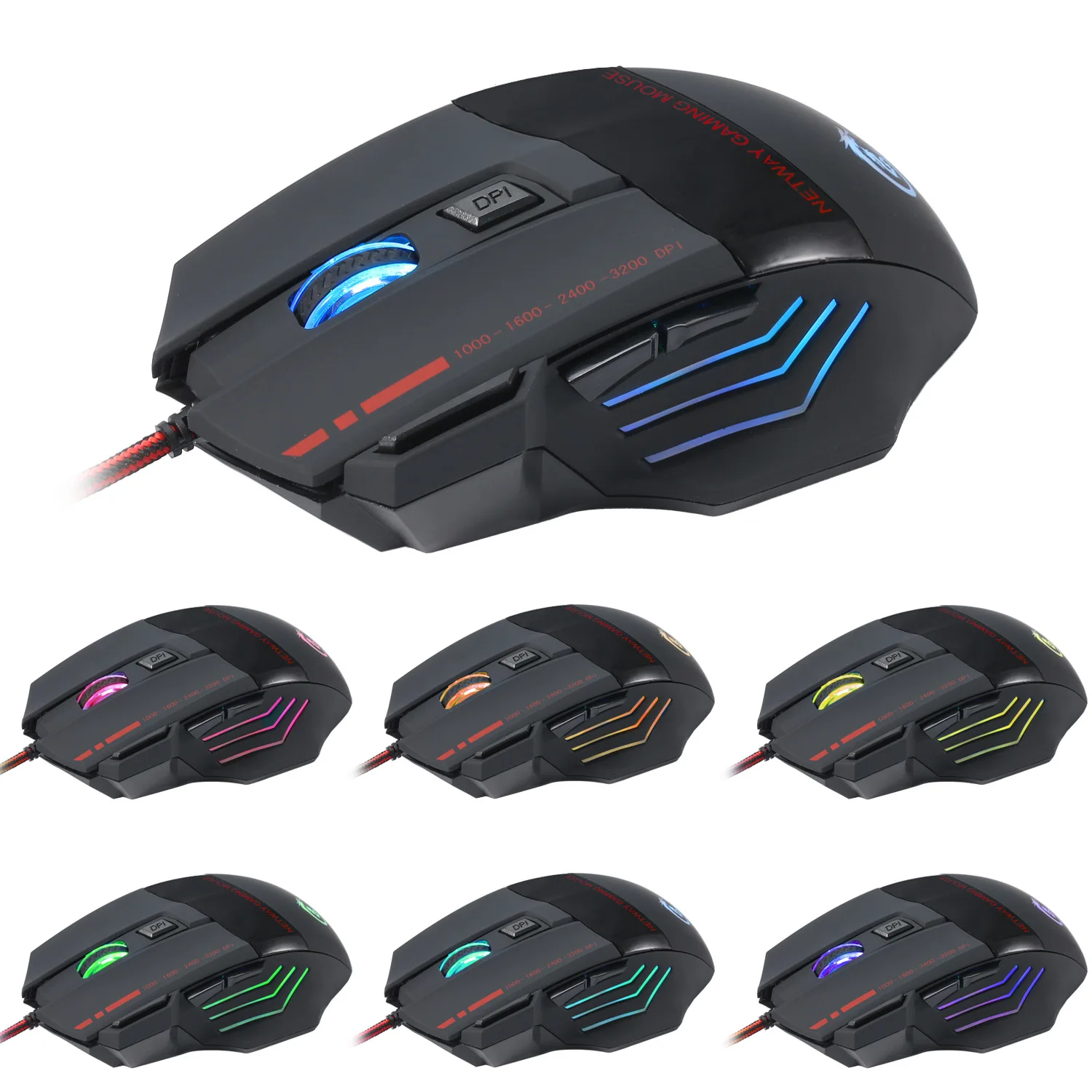 Professional Gaming Wired Mouse Seven-key Backlit Mouse 5500 Dpi Fast Move Five Levels of Adjustable Dpi Ergonomic Optical Mouse