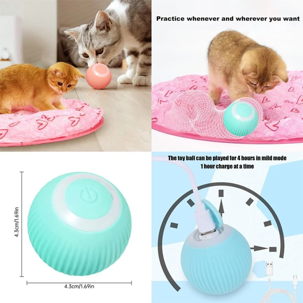 Interactive Cat Kitten Toy Self Rotating Smart Pet Ball Toys Automatic Rolling Ball Toys for for Indoor Cats Chase Hunting Game