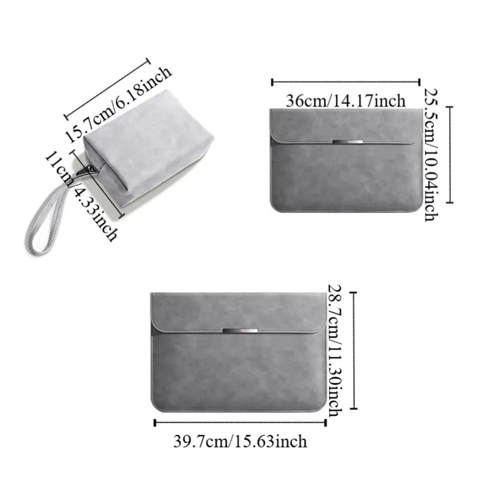 Universal Portable Computer Storage Bag 14/15inch PU Leather Laptop Bag Clutch Bag Solid Color Tablet Cover School
