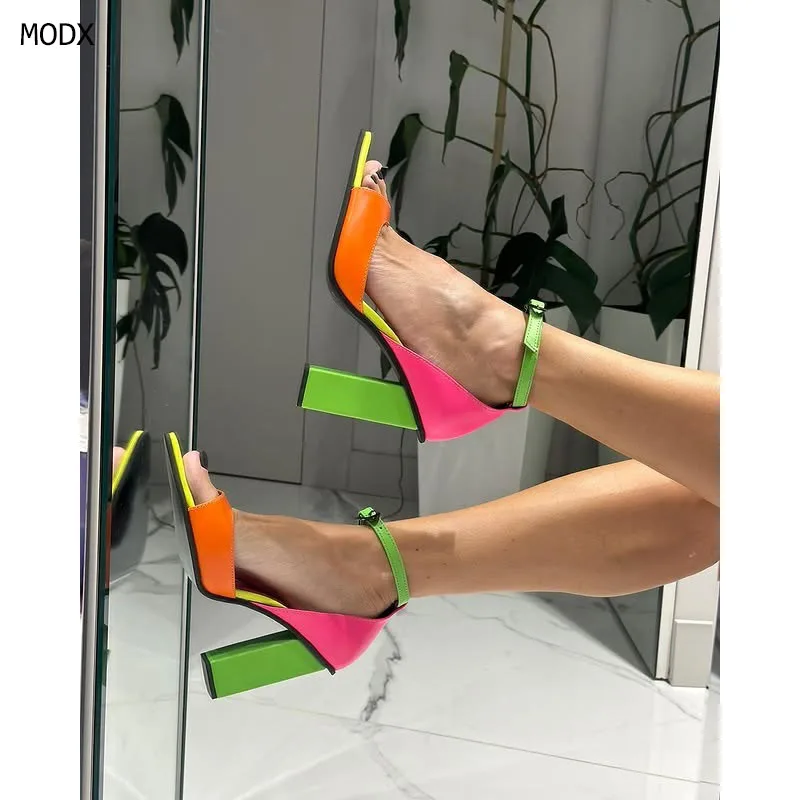 

2025 Women's Sandals Summer Open Toe High Heel Shoes Ankle Buckle Stilettos Ladies Wedding Party Heels Fashion Trend Customized