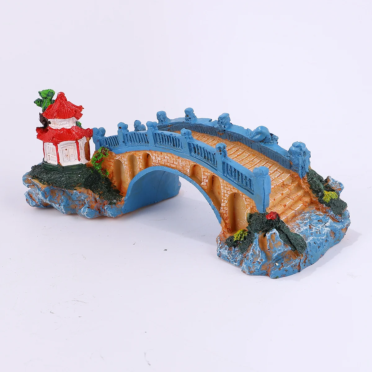 

2Pcs Fish Tank Resin Craft Artificial Decoration Water Wheel Small Bridge Aquarium Ornament Resin Craft