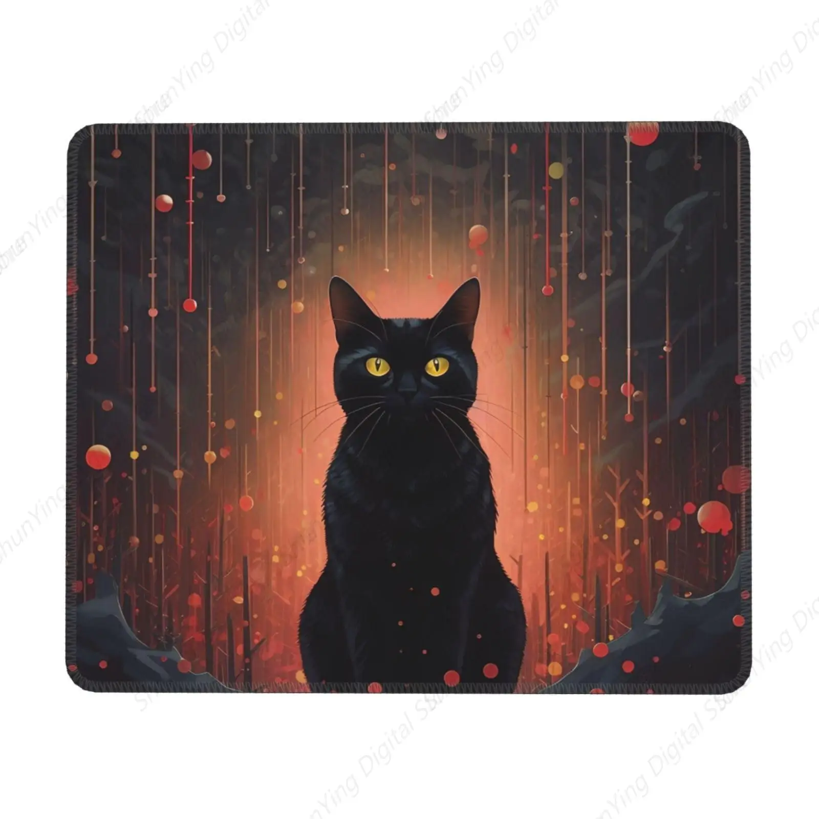 

Black Cat Pattern Mouse Pad Anti Slip Rubber Gaming Mouse Pad Computer Laptop Office Mouse Pad 18*22cm