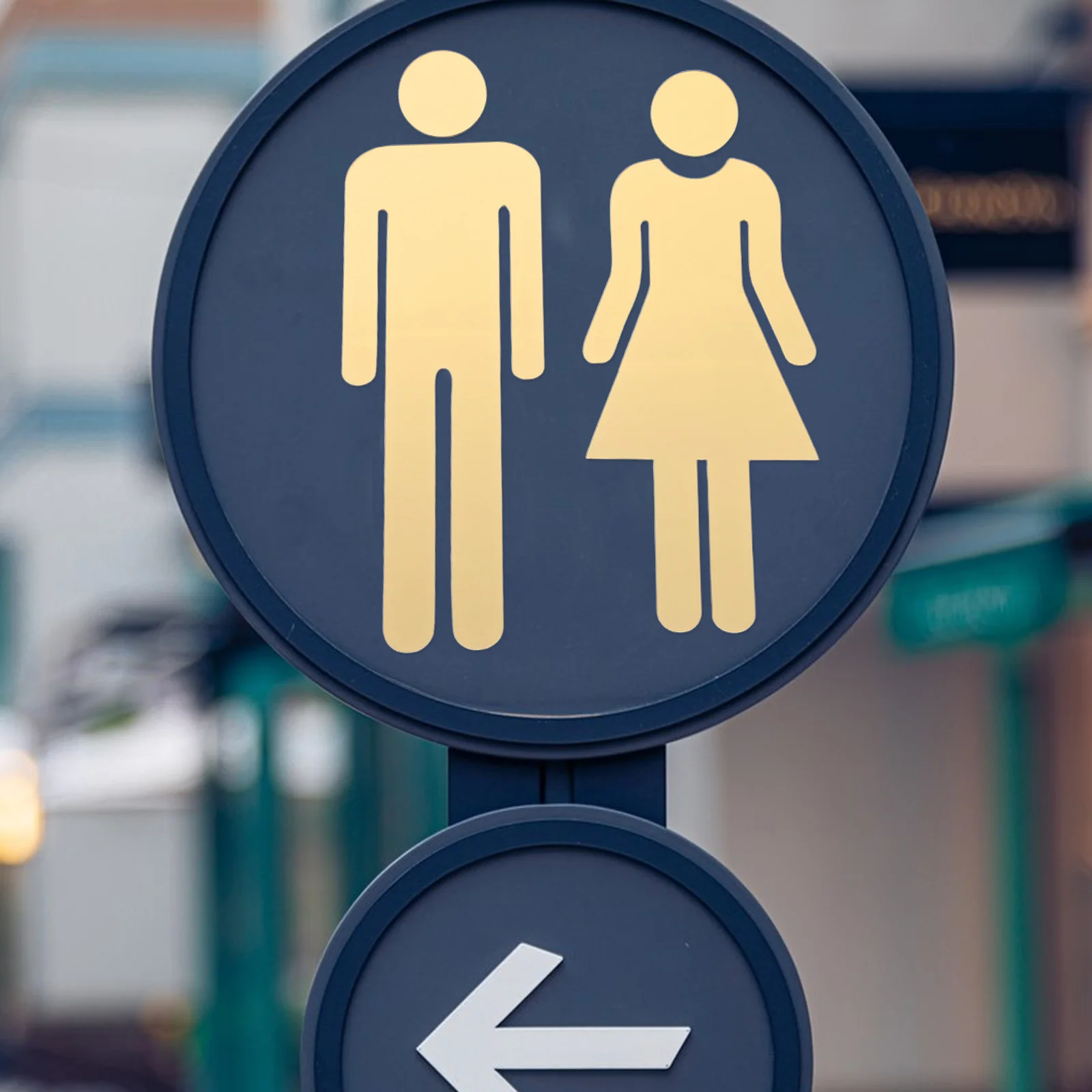 

1 Pair Bathroom Sign Gold Acrylic Self Adhesive Stylish Restroom Identification Male Female Toilet Sign for Home Hotel Business