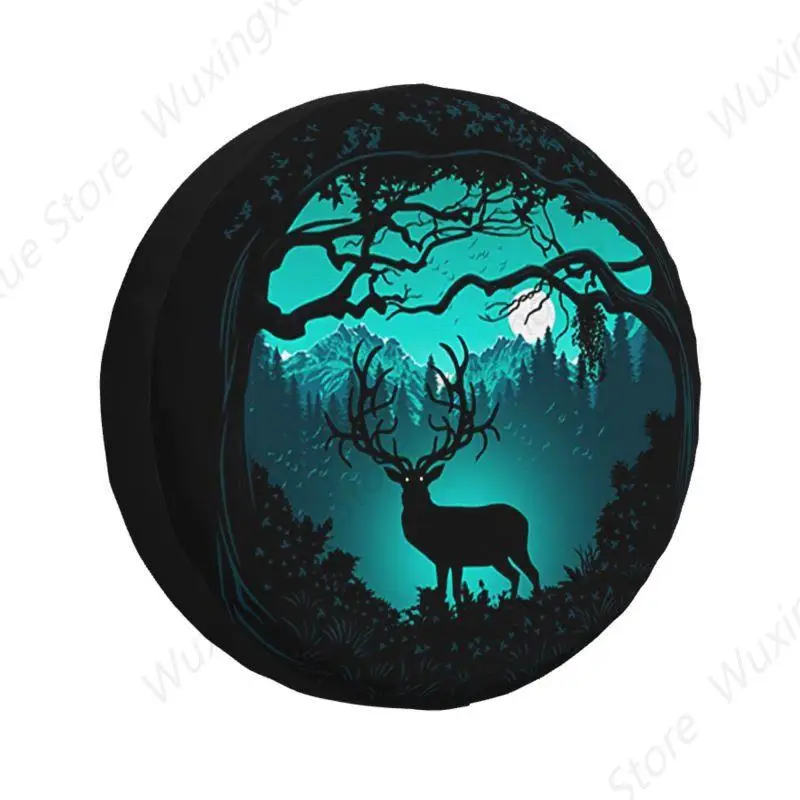 Dark Forest Deer Spare Wheel Tire Cover for Prado Pajero Wrangler Jeep RV SUV Trailer Vehicle Accessories Car