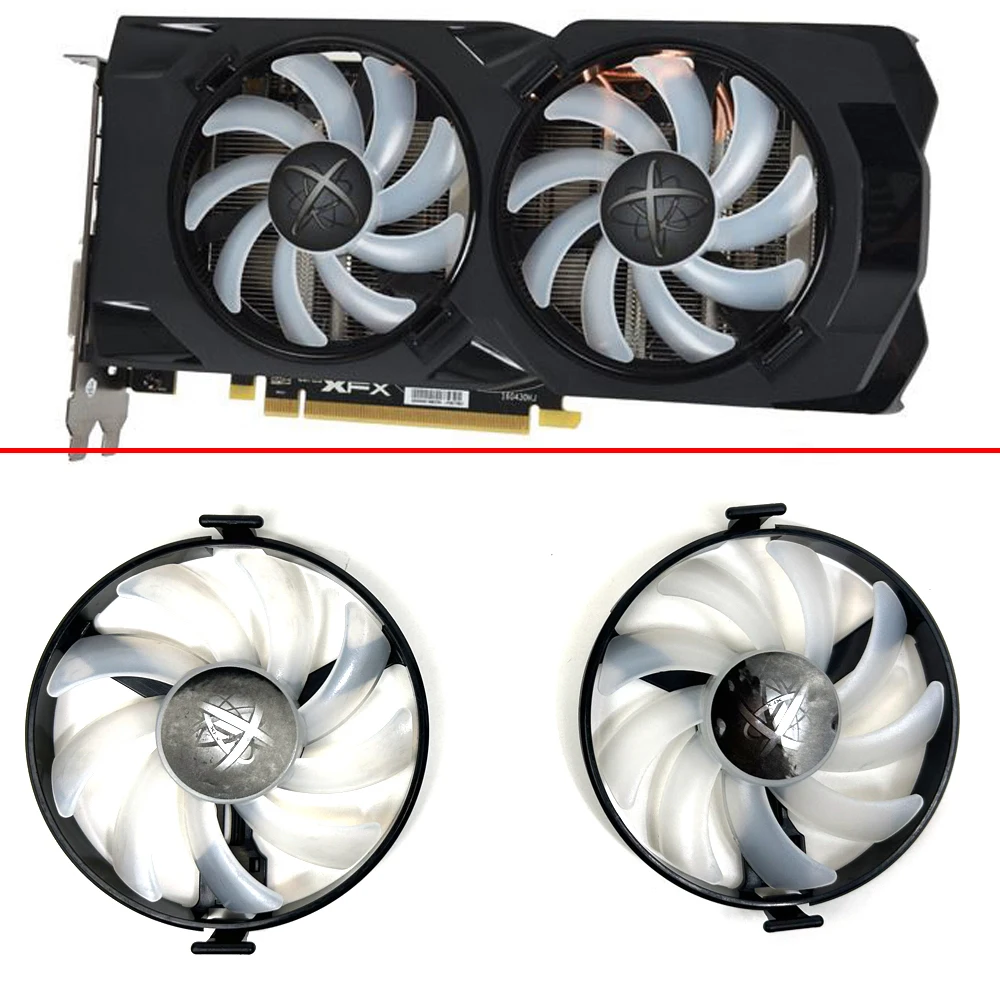 Ventilateur GPU pour XFX Radeon RX 470 470 RS 480 8 Go Édition Cramoisi Cooler Fan, Nouveau, 94MM FDC10U12S9-C RED BULE LED jas480 580 jas580