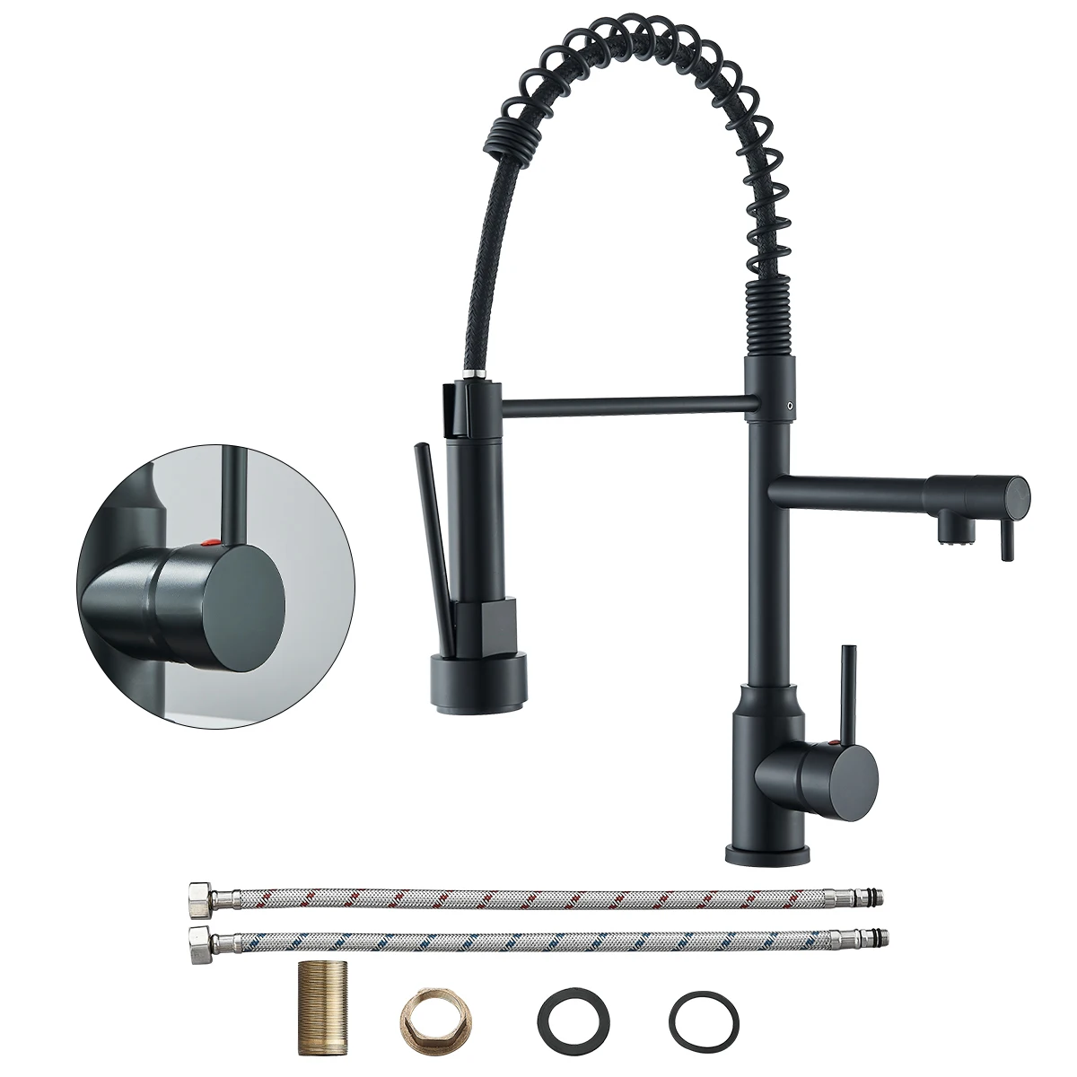 Ulgksd Kitchen Spring Sink Faucet Deck Mounted Kitchen Tap Hot And Cold Mixer Faucet 2 Way  Mixer Tap Pull Out Crane Single Hand