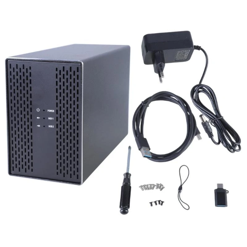 

Fast Speed 2 Slot 3.5Inch Hard Drive Box USB 3.1 Standby Aluminum Black