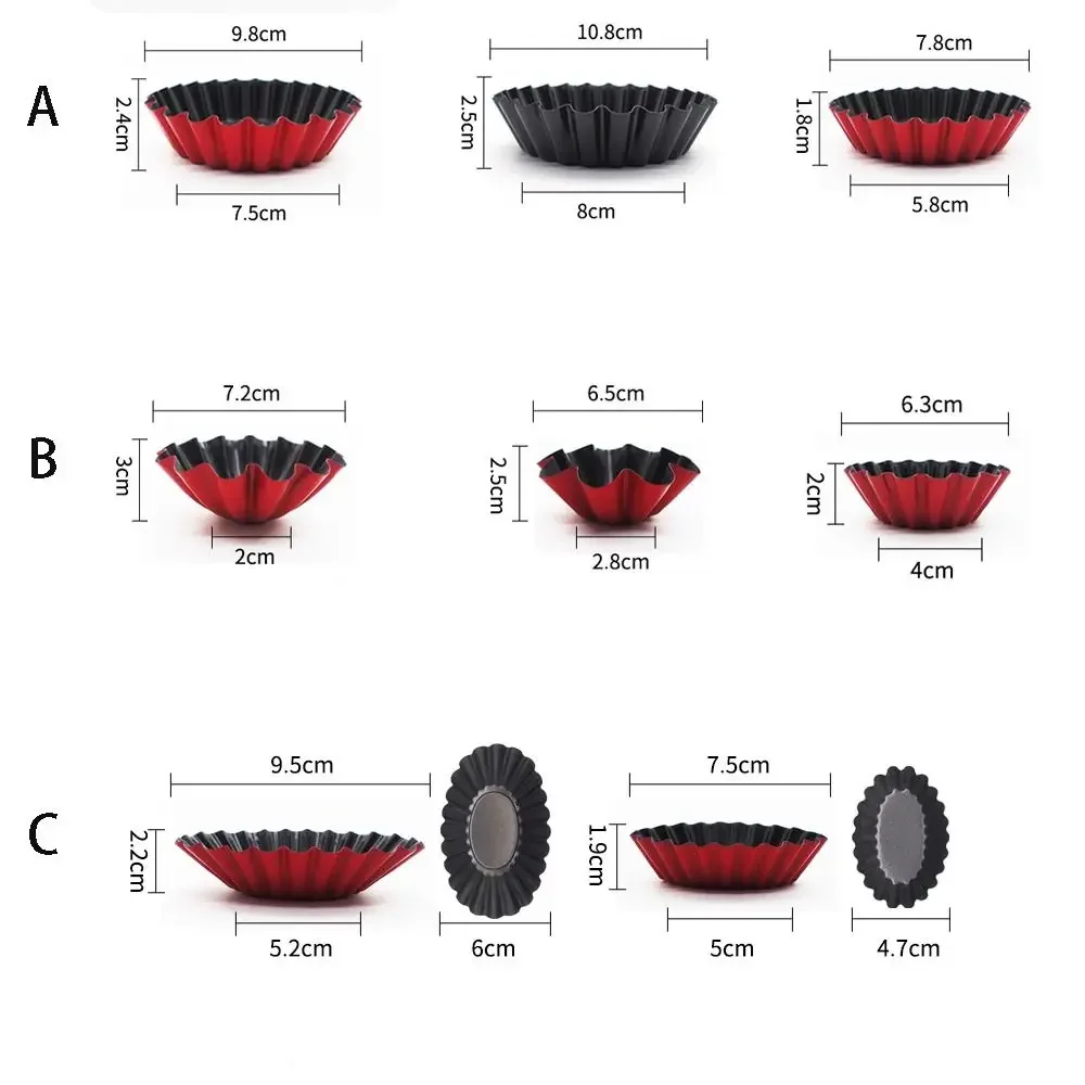 Bakeware Carbon Steel Egg Tart Molds Non-stick Reusable Flan Pan Mold Creative Mini Tartlet Baking Mold Pie Pizza