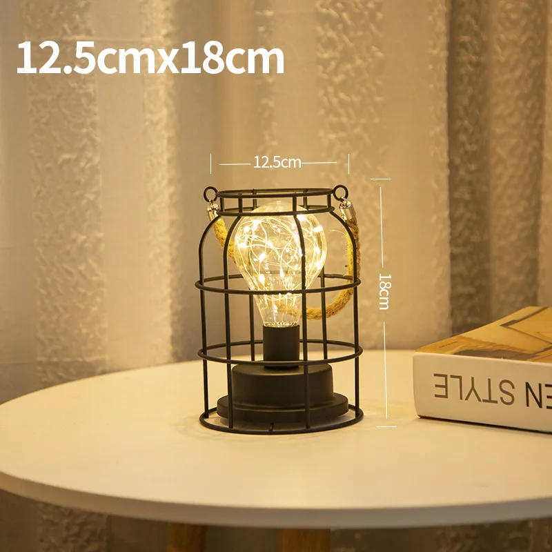 Led Retro Nordic Style Iron Lamp Small Night Lamp Net Red Light Study Living Room Bedroom Decoration Ins Creative Furnishings