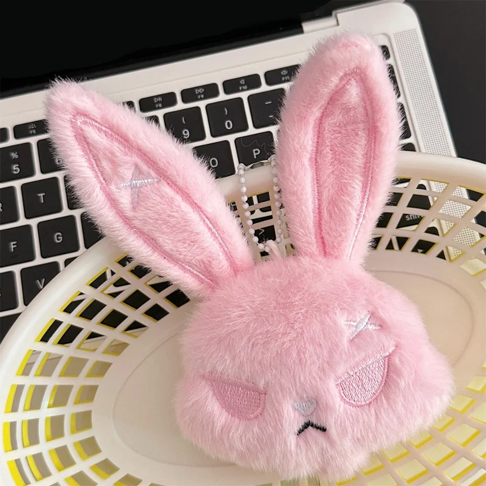 Fashion Cute Gothic Bunny Keychain Animal Dark Style Plush Rabbit Keyring Portable Soft Wounded Rabbit Keychain Halloween