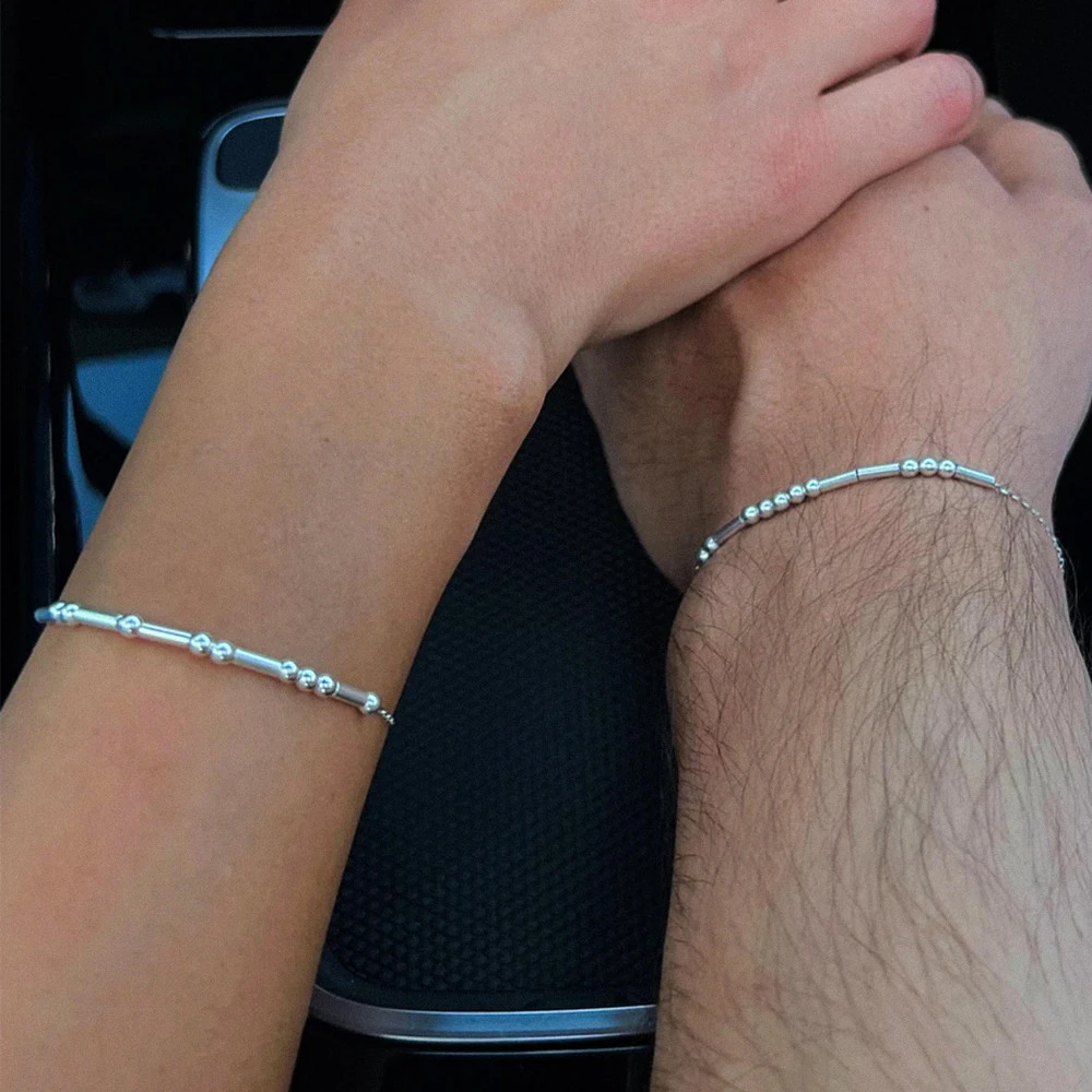 Personalized Friendship Jewelry Custom Morse Code Name Bracelet Your Own Secret Message Couples Bracelets Valentine's Day Gift