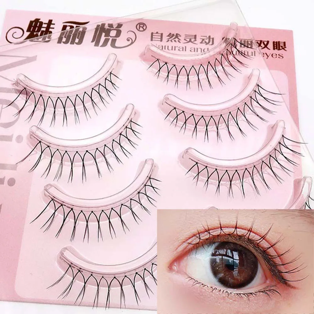 3D V Shaped Cílios Postiços Naturais, transparentes Stem Lashes, Fairy Enxerto Extensão dos Cílios, Handmade Maquiagem Tool, coreano, 4 Pares