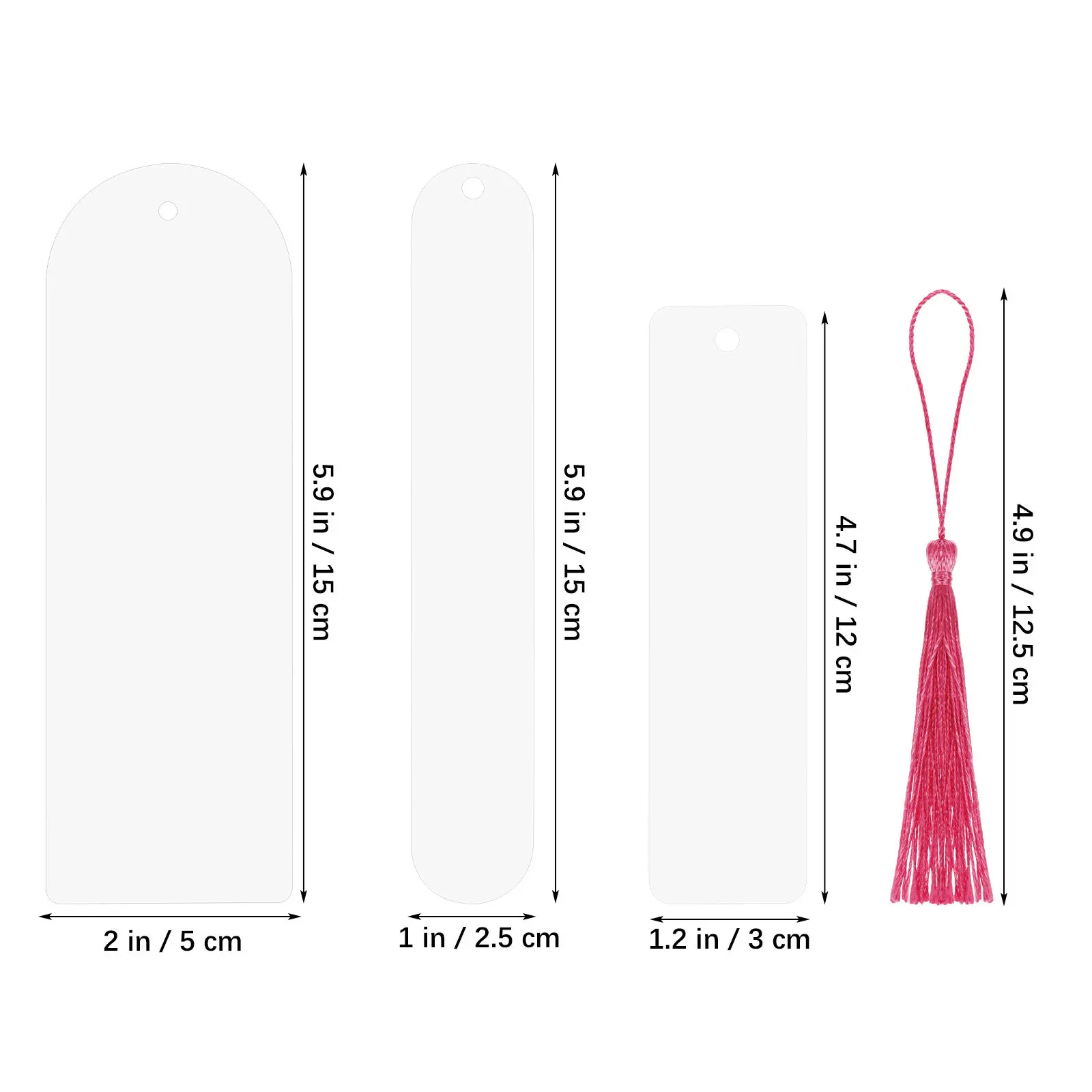 30Sets Clear Acrylic Bookmark Craft Kit Unfinished Blank Bookmarks with Vibrant Tassels for Customizing Reading Pages