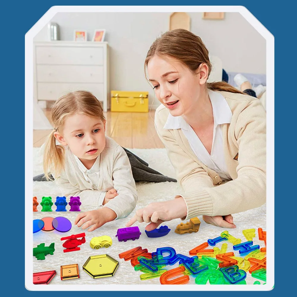 Alphabet Montessori Light Table Shapes Numbers Letters Numbers Aids Colorful Plastic Sensory Board Learning Educational