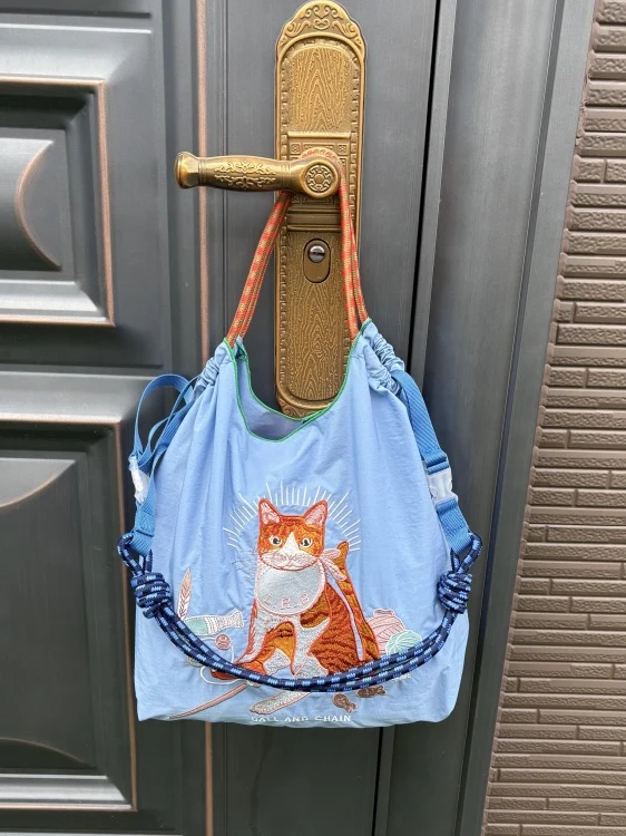 

Женская сумка через плечо с вышивкой в японском стиле, большая дорожная сумка через плечо Capaci, экологически чистая сумка Buet Ape