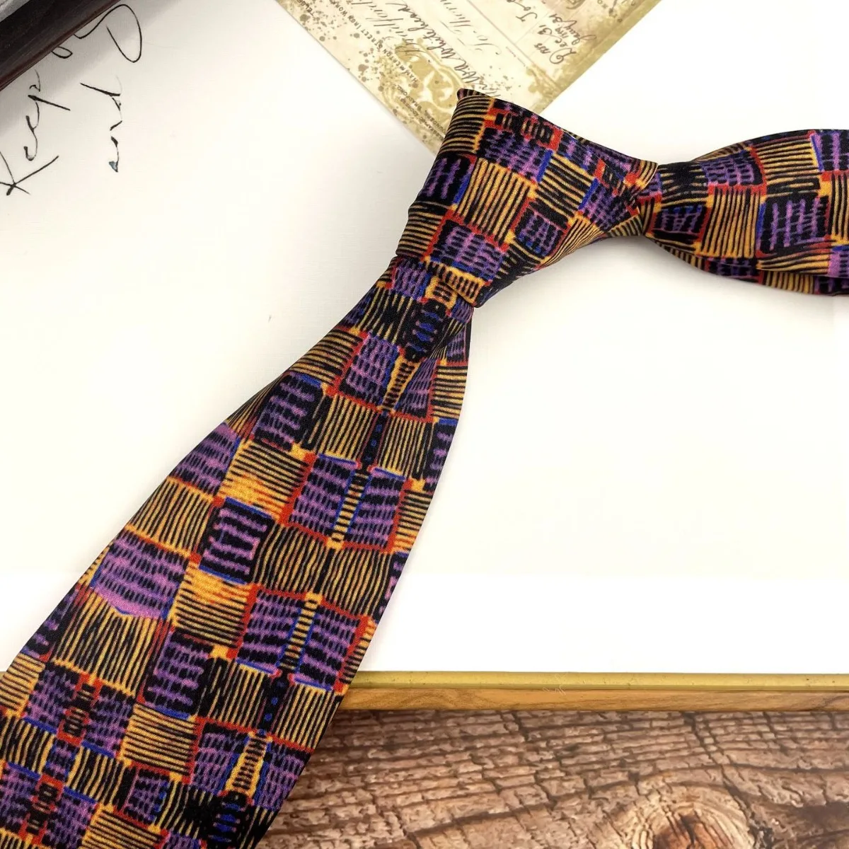 

Italian retro Hong Kong style fun printed tie wide edition men's fashionable suit formal accessories casual artistic women's tre