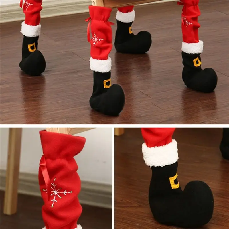 AF95-عيد الميلاد الأثاث الجوارب كرسي الساق غطاء حافظات الأرضية عيد الميلاد قدم كم ديكور سانتا الجدول الساق كرسي القدم يغطي