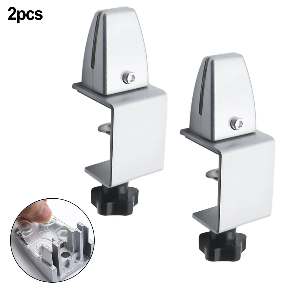 2pcs Office Desk  Partition Clip Aluminum Adjustable Screen Fixed Clip Glass Clamp Desktop Bulkhead Furniture Hardware Fixture