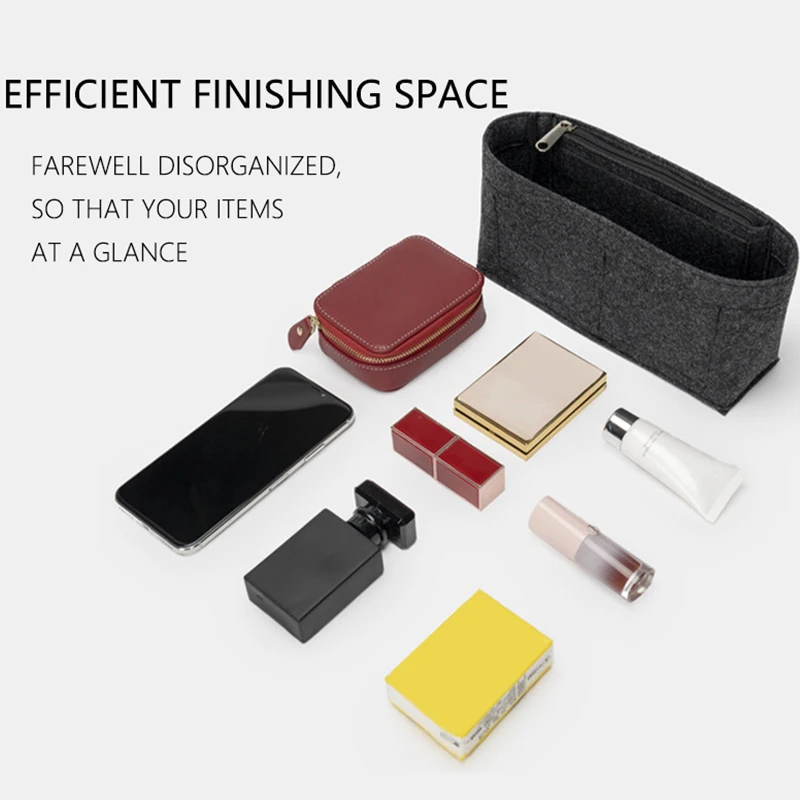 TINBERON Insert Handbags Women Makeup Organiser Felt Insert Bag liner Travel Organizer Portable Cosmetic Bag Shaper Storage Bags