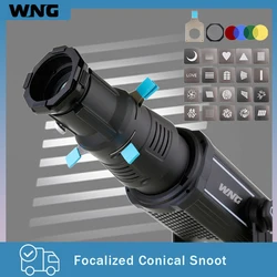 Focalizar fotografia foto condensador, montagem cônica Snoot Bowens, Built-in formas de folha geométrica, géis de filtro Gobo