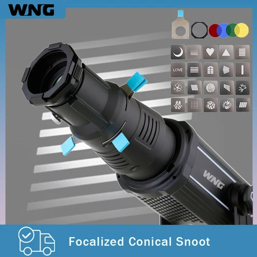 Focalizar Condensador fotográfico cónico Snoot Bowens Mount con formas de hojas geométricas integradas, geles de filtro Gobo