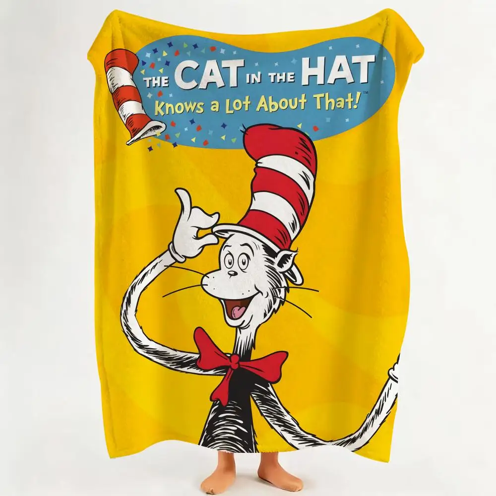 PictureBook T-The Cat In The H-Hat Throw Flannel Throw Blanket Suitable for Sofa、Living Room、Bedroom
