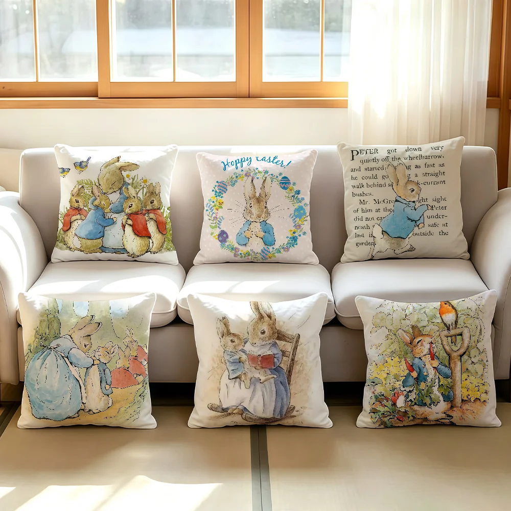 Cartoon P-Peter R-Rabbit cushion cover Comfortable Decorative For Bedroom Living room Dormitory Picnic and Holiday Decoration