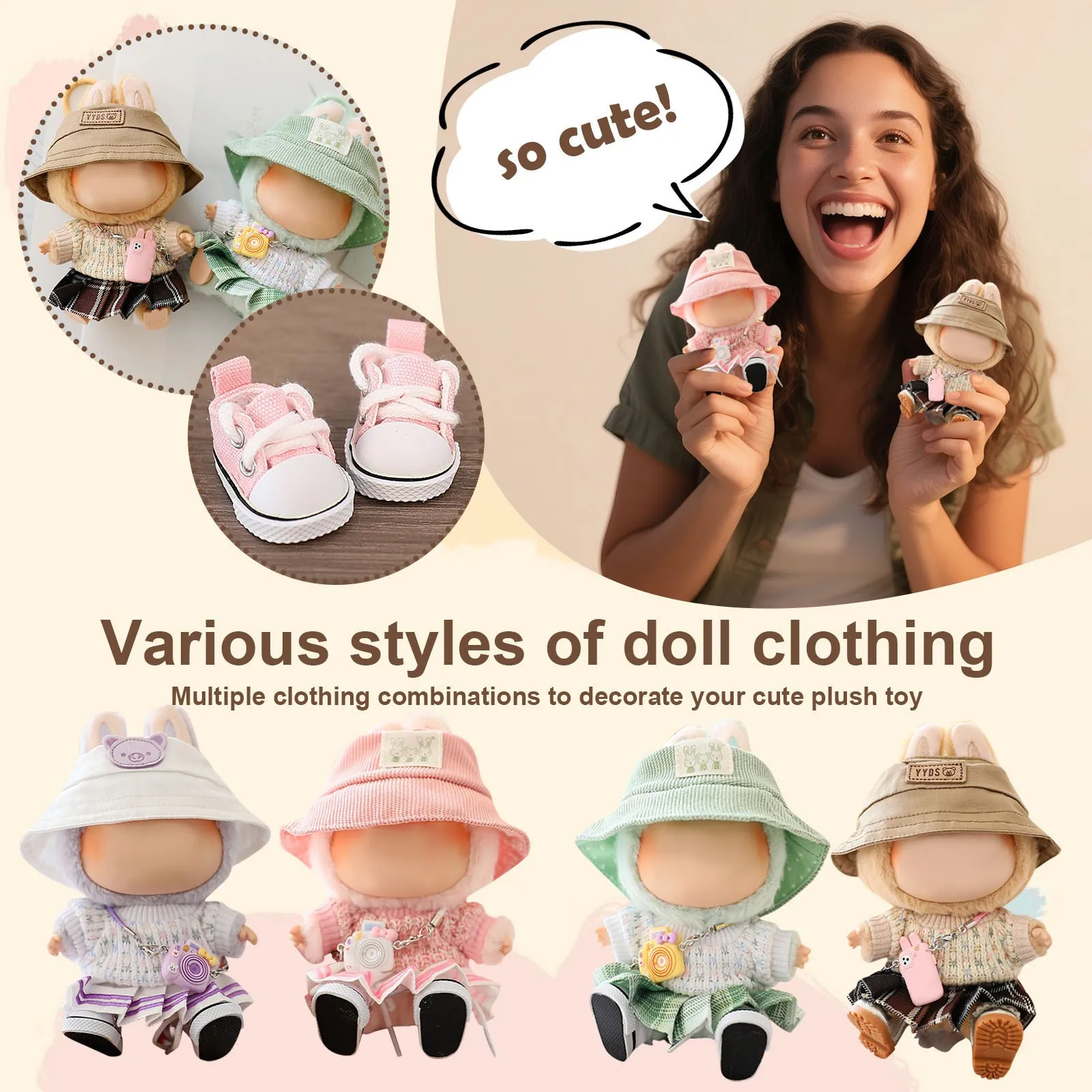 

17cm Labubu Clothes Suit Sitting Party Labubu I Ii Idol The Monsters Vinyl Doll Cape Dress Diyoutfit Clothing Hat Accessories