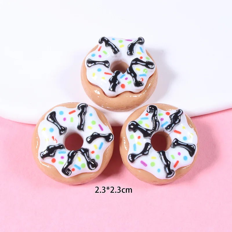 10Pcs New Cute Donuts Resin Cabochon Flatbacks Scrapbooking For Phone Decoration Crafts DIY Fake Food Dollhouse Accessories