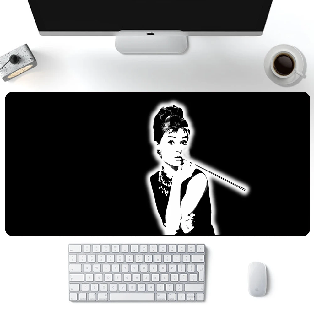 Audrey Hepburn – grand tapis de souris Gaming en Silicone, pour ordinateur de bureau, ordinateur portable