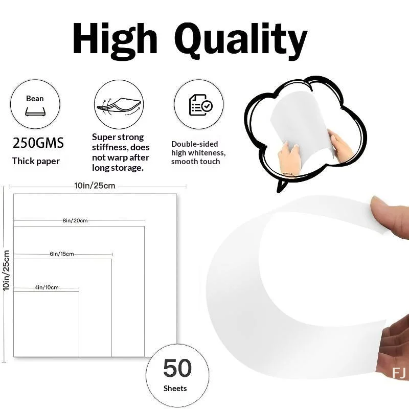 [YU]50Sets 250gsm Pure Cotton Postcard Watercolor Paper Cards with Envelopes Art Supplies for Art Painting Creative Thank Notes