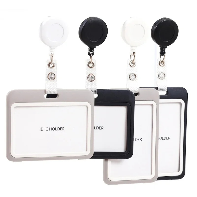 

ID Tag Badge Holder Access Pass Employee's Work Card Protective Case Working Permit Case Sleeve with Retractable Badge Reels