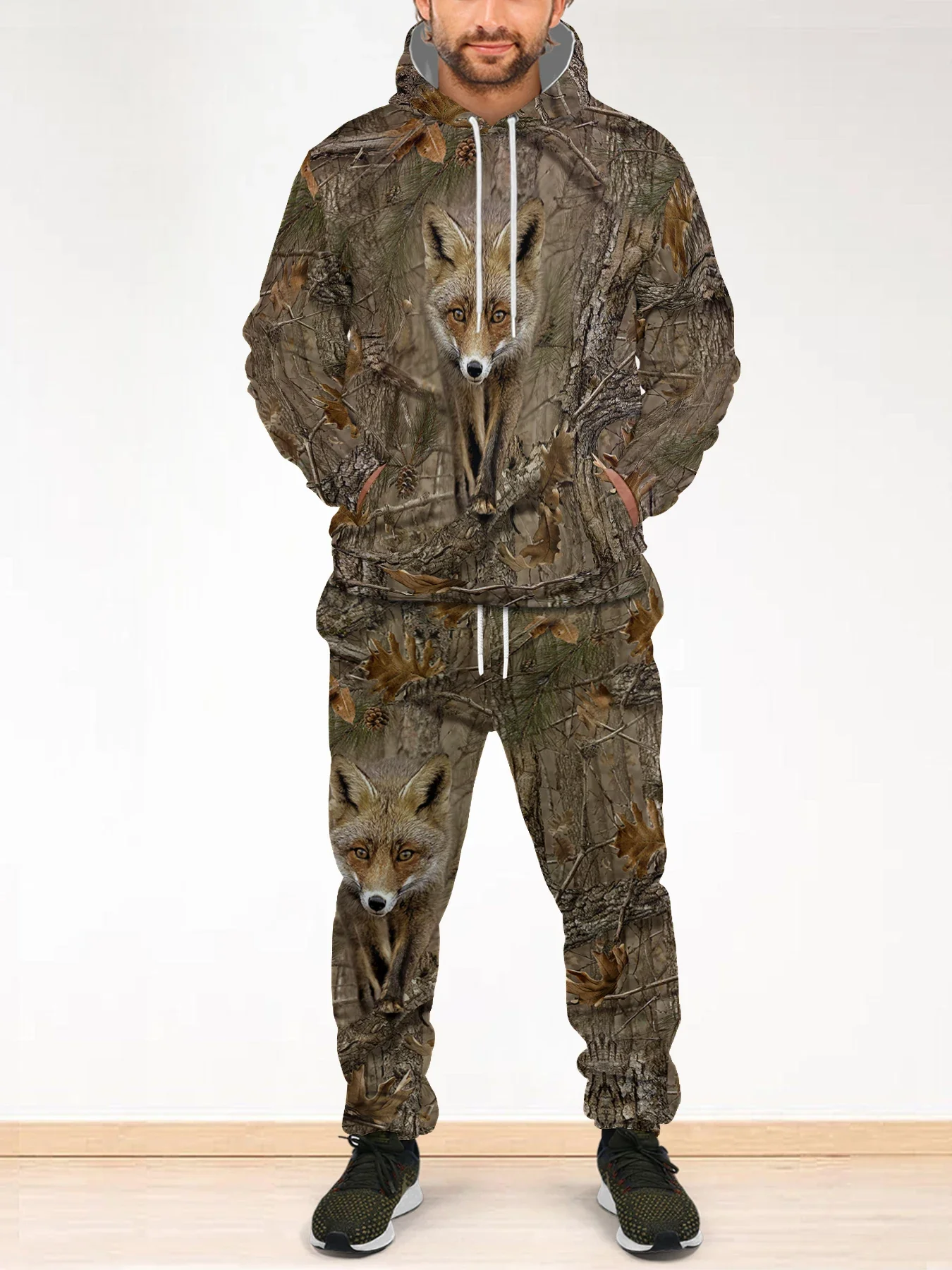 

Men Hoodie Hunting Foxes Wild Boars Graphic 3D Print Hooded Set Women Pullover Sweatshirt Fashion Unisex Street Jogging Suit