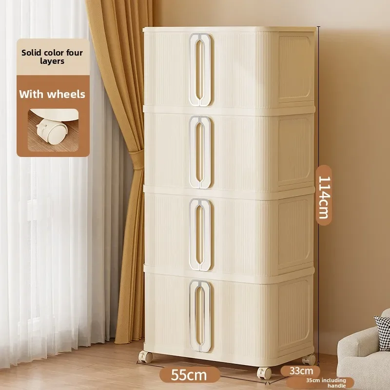 

Modern Household folding storage cabinet large capacity double door bedroom clothes toy locker free installation storage box