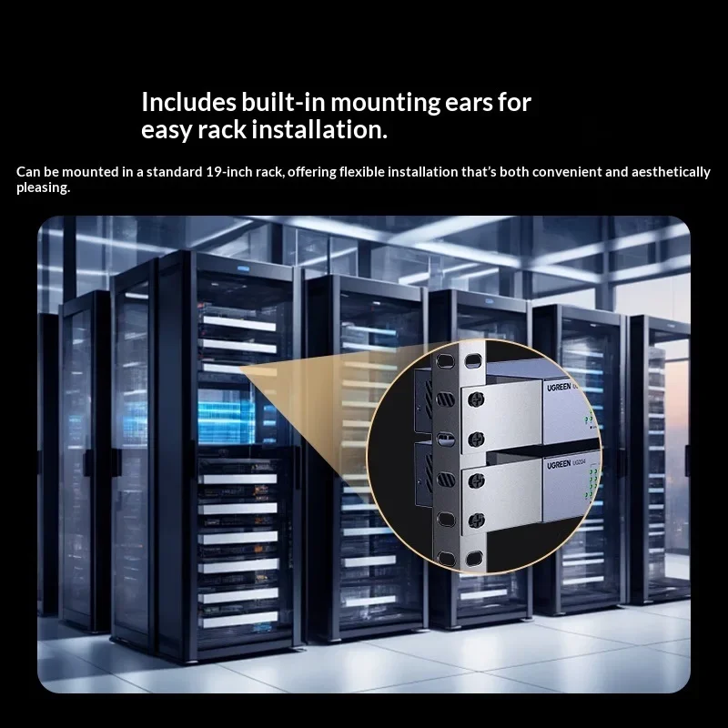 UGREEN 35374 Gigabit Ethernet Switch CM740 24 Ports VLAN Isolation Static Link Aggregation Metal Case 19in Rack Mount