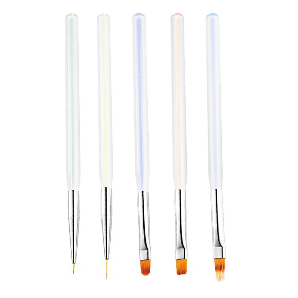 

5Pcs Uv Gel Nail Art Pen Set Premium Fiber Acrylic Handle Smooth Brush Head for Professional Manicure Design DIY Nail Painting